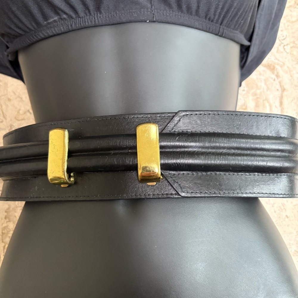Black Leather Vintage Belt West Germany Gutos Size S